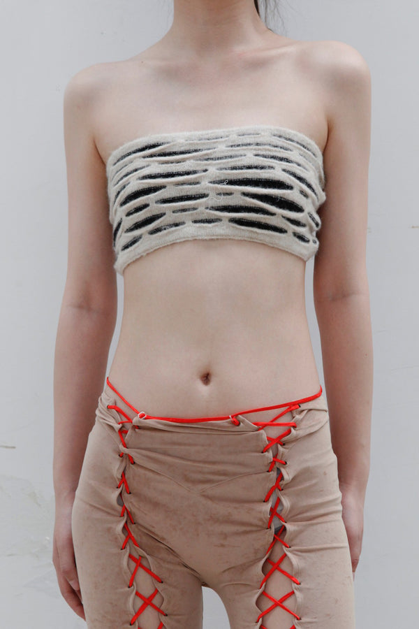 RUI animal print tube top RAW23KN02 beige&black+black